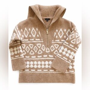 J.Crew Relaxed Geometric Half-Zip Sweater size XS